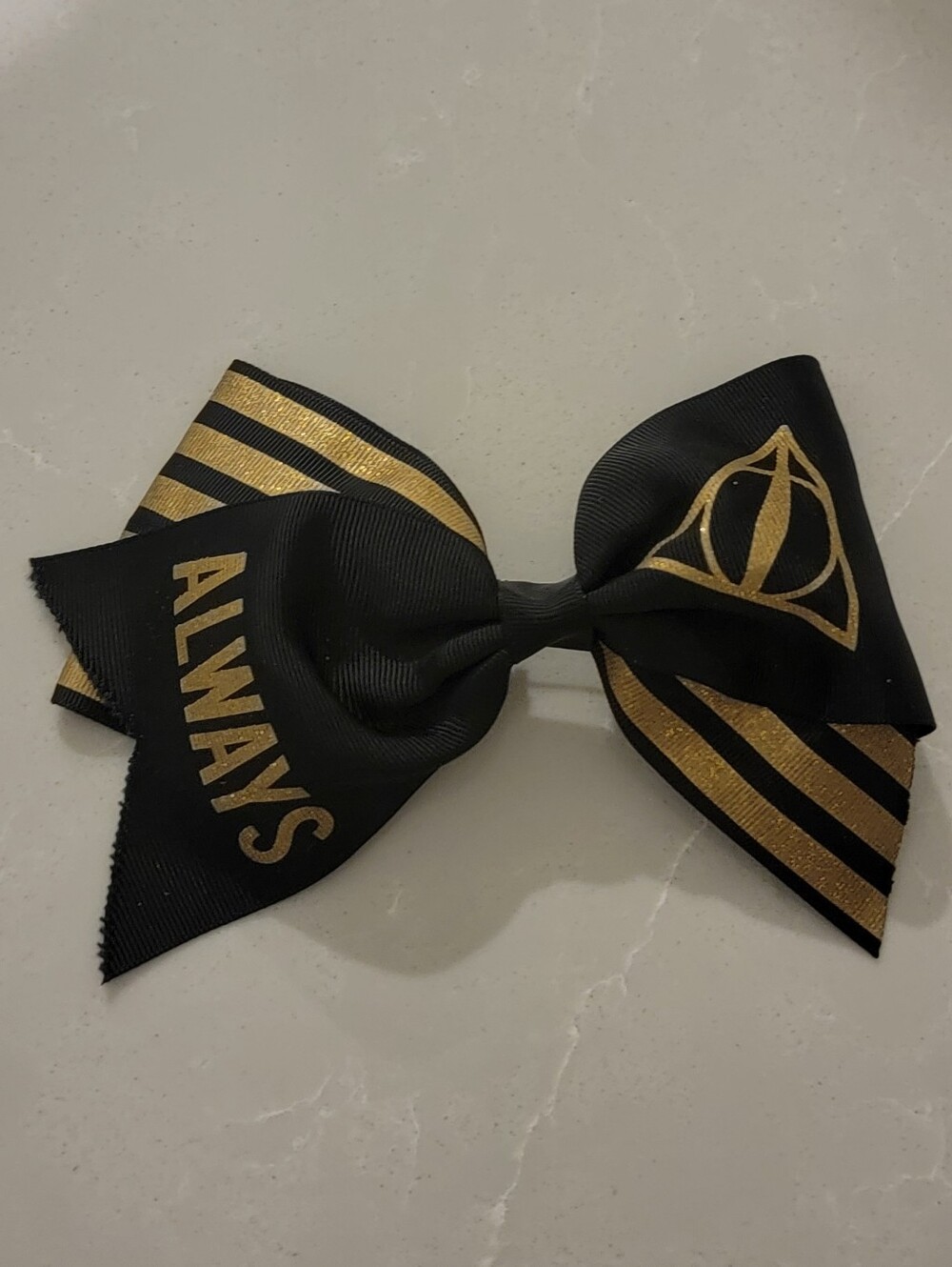 Harry Potter “Always” Deathly Hallows Black & Gold Hair Bow Clip
